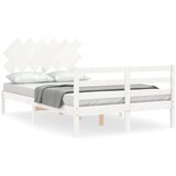 Maison Chic Posteljni okvir - Dvoposteljna postelja - Zakonska postelja z vzglavjem bel trden les-J15839, (21761698) | Shoptok.si