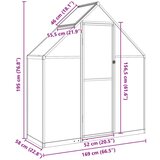  Staklenik s okvirom srebrni 169 x 58 x 195 cm aluminijski | shoptok.hr