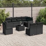 vidaXL 9-dijelni set vrtnih sofa s jastucima crni od poliratana | shoptok.hr