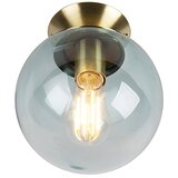 QAZQA Stropna svetilka Art Deco medenina z modrim steklom - Pallon Cene