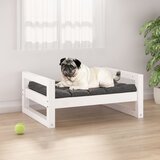 vidaXL Pasja postelja bela 65,5x50,5x28 cm trdna borovina | Shoptok.si
