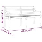 vidaXL Klupa Batavia s jarkozelenim jastukom 150 cm masivna tikovina | shoptok.hr