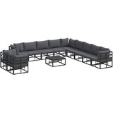  Sjedeća garnitura za vrt s jastukom 12 pcs Crna Aluminij | Eponuda.com