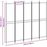  5-podijeljeni pregradni zid Bež 250 x 220 cm Tkanina | Eponuda.com