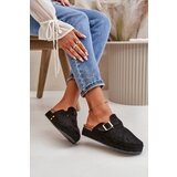 Kesi Women's Chodaki Platform Slippers with Gold Buckle - Black Terilaina Cijene