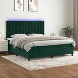  Krevet box spring s madracem LED tamnozeleni 180x200 cm baršun | shoptok.hr