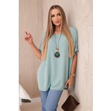 Kesi Włoski Oversized blouse with pendant dark mint | Shoptok.si