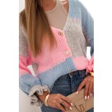 Kesi Włoski Women's striped sweater with buttons blue + gray | shoptok.hr