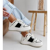 Gemre White and black leather thick-soled sneakers Abrar | shoptok.hr