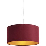 QAZQA Viseča svetilka z velur odtenkom rdeča z zlatom 50 cm - Combi Cene