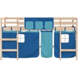  Dječji krevet na kat i zavjese plavi 80 x 200 cm borovina | shoptok.hr