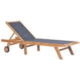 The Living Store Zložljiv ležalnik s kolesi trdna tikovina in tekstil - Ležalnik, (21483107) | Shoptok.si