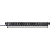 Brennenstuhl 1390007112 razdelilna letev 19'' 12x črna\, srebrna iec priključek 1 kos, (20457954) | Shoptok.si