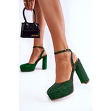 Kesi Women's Sandals Glitter On a Heel Green Rosel | shoptok.hr