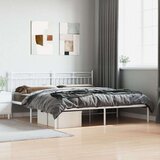 Metalni Kovinski posteljni okvir z vzglavjem bel 183x213 cm | Shoptok.si