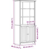  Regal za knjige BODO sivi 80x40x173 cm od masivne borovine | Eponuda.com