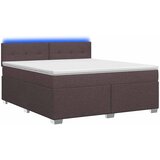  Krevet s box springom, madracem i LED-om Tamno smeđa Tkanina 140 x 200 cm | Shoptok.si