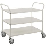 Kongamek lahek večnivojski voziček višine 940 mm, 3 kovinske police, bele barve, 4 vrtljiva kolesa | Shoptok.si