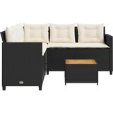  Vrtna sofa L-oblika sa stolom i jastucima crna od poliratana Bež | shoptok.hr