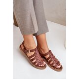 Lewski Shoes Leather sandals with flat heel brown Zazoo 3686 Cijene