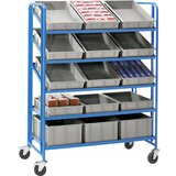 eurokraft pro nivojski voziček z evro posodami, 15 posod, dxšxv 1285 x 620 x 1725 mm | Shoptok.si