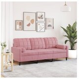 vidaXL Kavč trosed z okrasnimi blazinami roza 180 cm žamet | Shoptok.si
