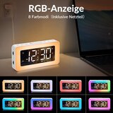 SZELAM bela digitalna budilka z rgb osvetlitvijo in dvojnim alarmom odprta embalaža | Shoptok.si