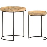 vidaXL 2-dijelni set stolića za kavu od masivnog drva manga i čelika | shoptok.hr