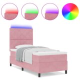 Boks Postelja z vzmetnico z vzmetnico Roza 90 x 190 cm Žamet, (5000126068) | Shoptok.si