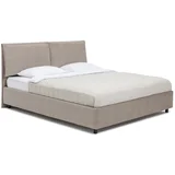 Sivorjava oblazinjena zakonska postelja s prostorom za shranjevanje z letvenim dnom 160x200 cm Myra Pillow –