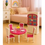  Blagovaonski set za lutke: stol, stolice, kredenc, posuđe | shoptok.hr