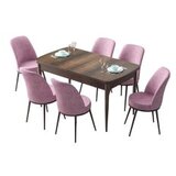 Hanah home set trpezarijski sto i 6 stolica zen baroque pink | Eponuda.com