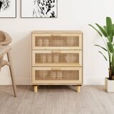 vidaXL Komoda smeđa 60 x 30 x 70 cm masivna borovina i prirodni ratan Cijene