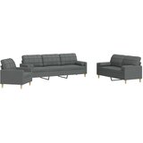  3-dijelni set sofa s ukrasnim jastucima tamnosivi od tkanine | Eponuda.ba