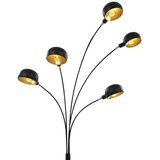 vidaXL Stoječa svetilka 200 cm 5 x E14 črna in zlata | Shoptok.si