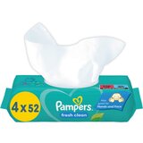 Pampers Fresh Clean otroški nežni vlažni robčki za občutljivo kožo 4x52 kos Cene