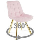  Okretna stolica SORIA 360, svijetlo ružičasti baršun, zlatne metalne noge | shoptok.hr