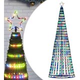 vidaXL Osvetljena novoletna jelka stožec 475 LED barvita 247 cm | Shoptok.si