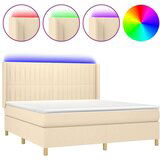  Krevet box spring s madracem LED krem 180x200 cm od tkanine | shoptok.hr