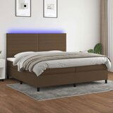  Krevet box spring s madracem LED tamnosmeđi 200x200 cm tkanina | shoptok.hr