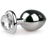 EasyToys Metal No.7 - analni dildo z belim kamnom v obliki srca - srebrn (3cm) | Shoptok.si