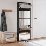 vidaXL omarica za čevlje z ogledalom 5-nadstropna črna 63x17x169,5 cm | Shoptok.si