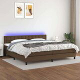  Krevet box spring s madracem LED tamnosmeđi 200x200 cm tkanina | shoptok.hr