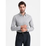 Ombre Men's SLIM FIT shirt in decorative fabric with pocket - grey | Eponuda.ba