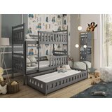 Molarem Home Drveni dječji krevet na kat Oliwia s tri kreveta - grafit - 160x80 cm - Madrac PE pjena 8 cm-spužvasti madrac | shoptok.hr