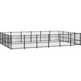  Zunanji pasji boks jeklo 22,58 m² - - črna - 92.65 - 582 x 388 x 100 cm - | Shoptok.si