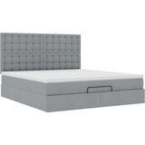 vidaXL Otomanski posteljni okvir z vzmetnico siv 180x200 cm blago | Shoptok.si