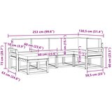  Set vanjskih sofa 6 kom. Prirodna i krem Smeđa 253 x 130,5 x 73 cm | shoptok.hr