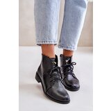 Zazoo 2964 Leather Ankle Boots On Flat Heel Black | ePonuda.com