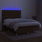  Krevet box spring s madracem LED tamnosmeđi 140x200 cm tkanina | shoptok.hr